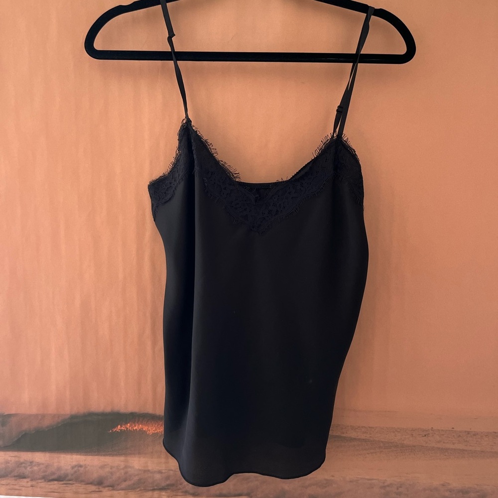 Black lace trim tank top